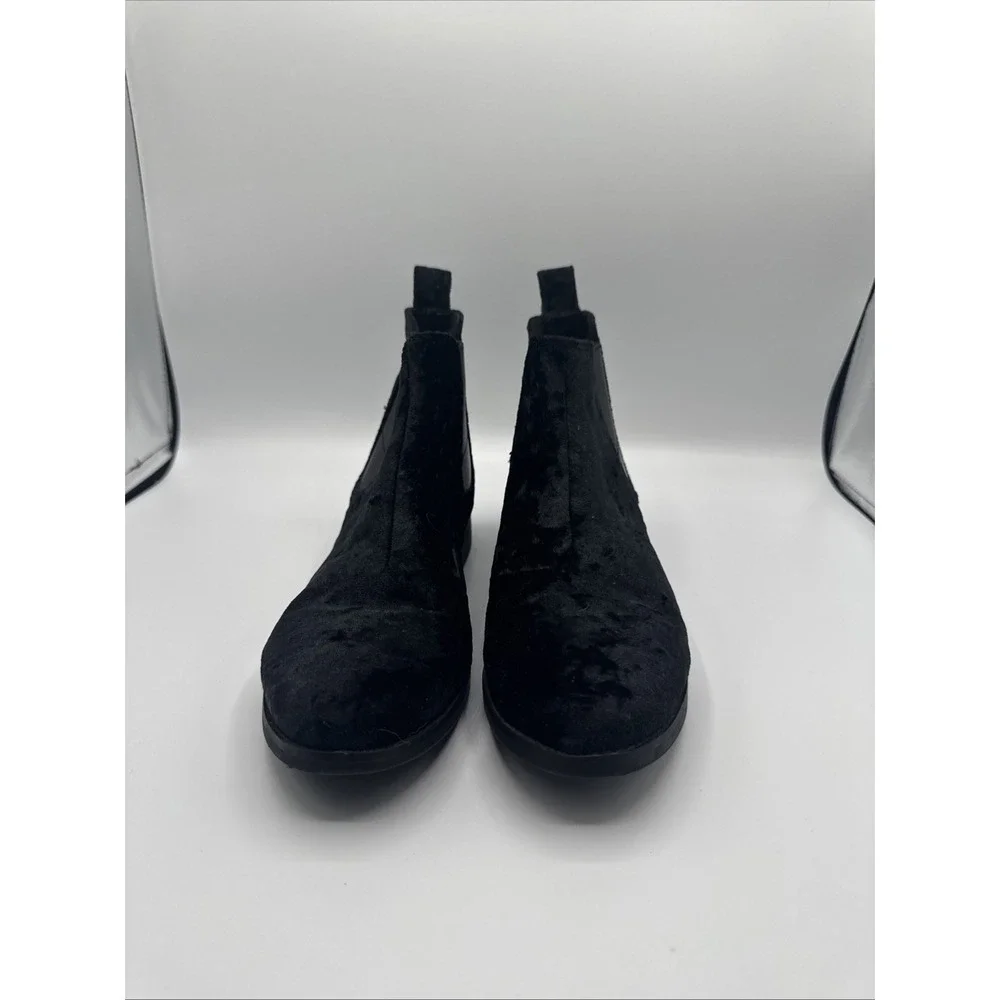 TOMS Ella Chelsea Booties Black Velvet Casual‎ Boots 10011311 Size 7.5